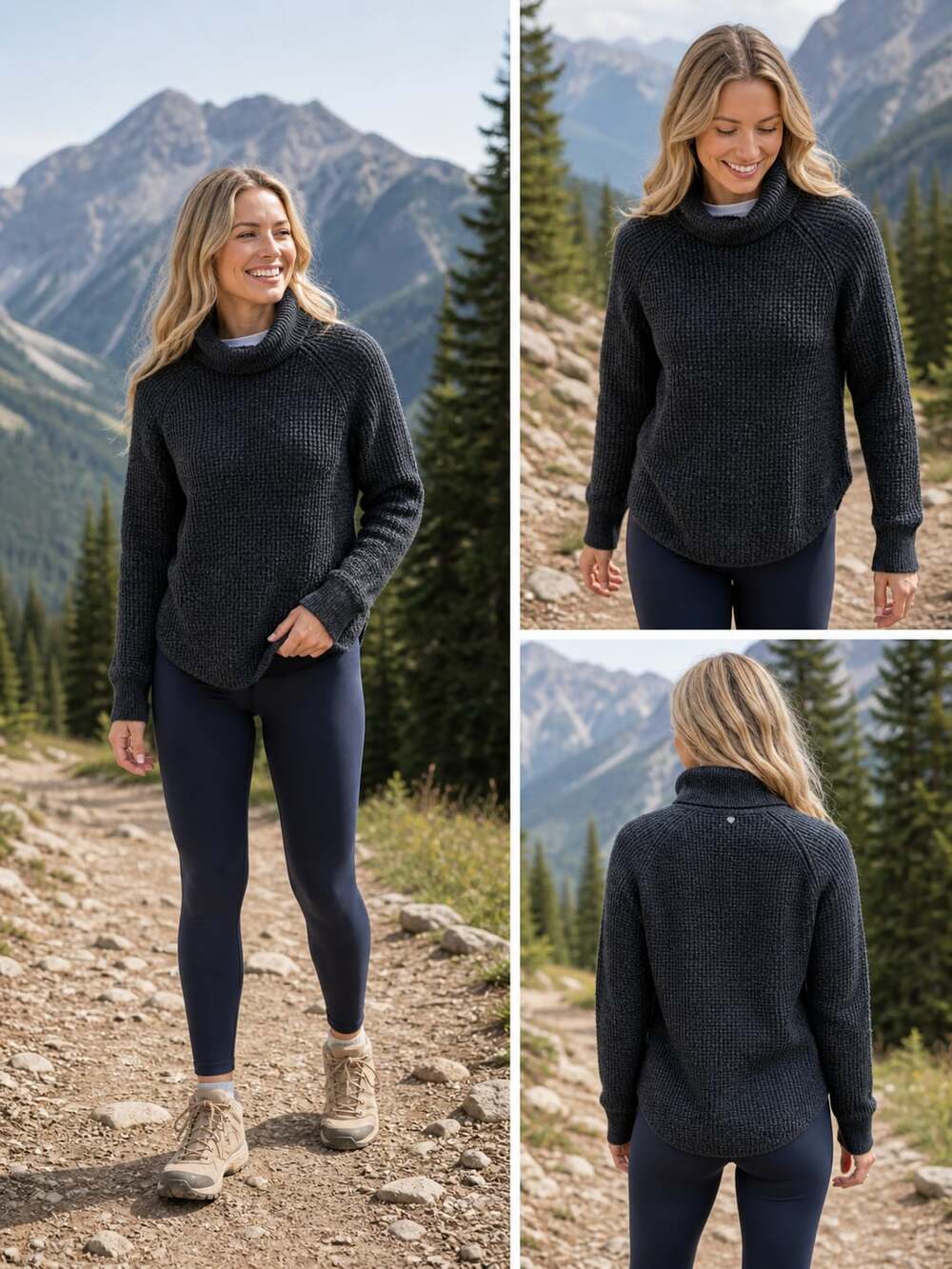 KÜHL Petra Waffle Knit Turtleneck Sweater Charcoal XS Cozy Outdoor